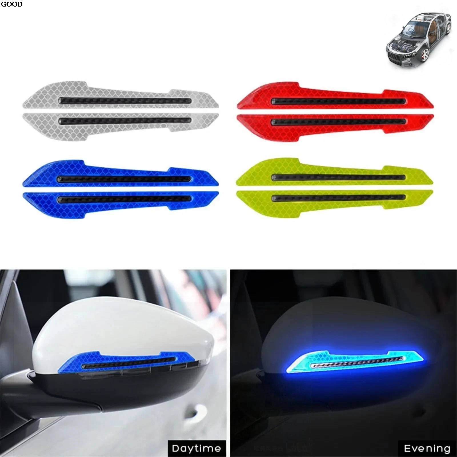 2PCS 자동차 반사 스티커 SEAT Altea Toledo MK1 MK2 Ibiza Cupra Leon Cupra 용 자동차 스타일링 백미러 스티커