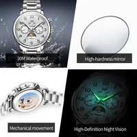 OLEVS 7126 montres originales et authentiques de marque pour homme, coffret cadeau de luxe, ceinture en acier haut de gamme, montre mécanique multifonctionnelle pour hommes 5