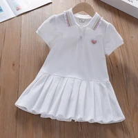 Robe d'été en coton à col jaune pour petites filles de 2 à 6 ans, vêtements mignons et décontractés pour enfants 2