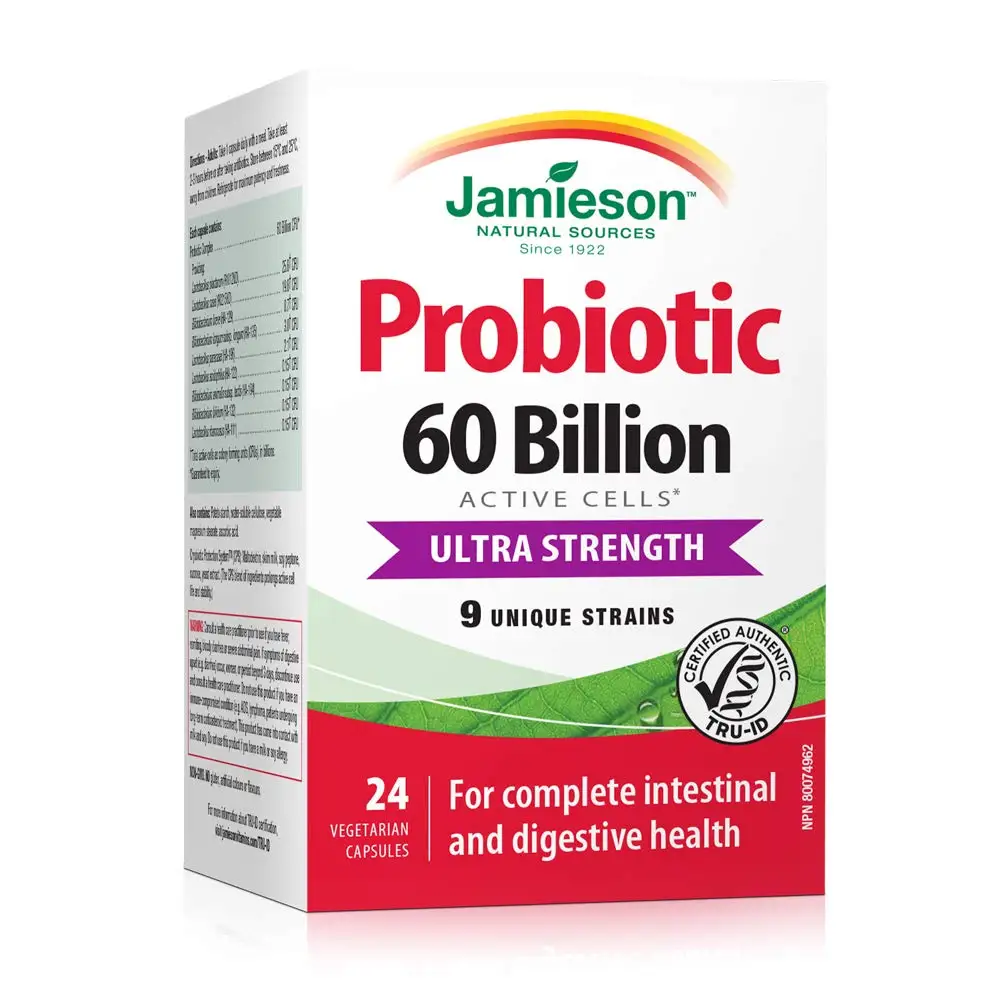 

Jamieson Canada Probiotics 60 Billion Active Cells - Ultra Strength- 24 Capsules