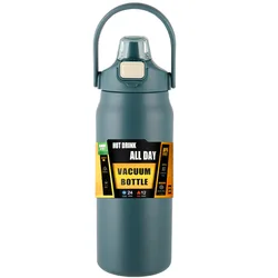 Insulated Stainless Steel Thermos with Straw - Versatile Hot & Cold Beverage Tumbler - 800ml (Blue)