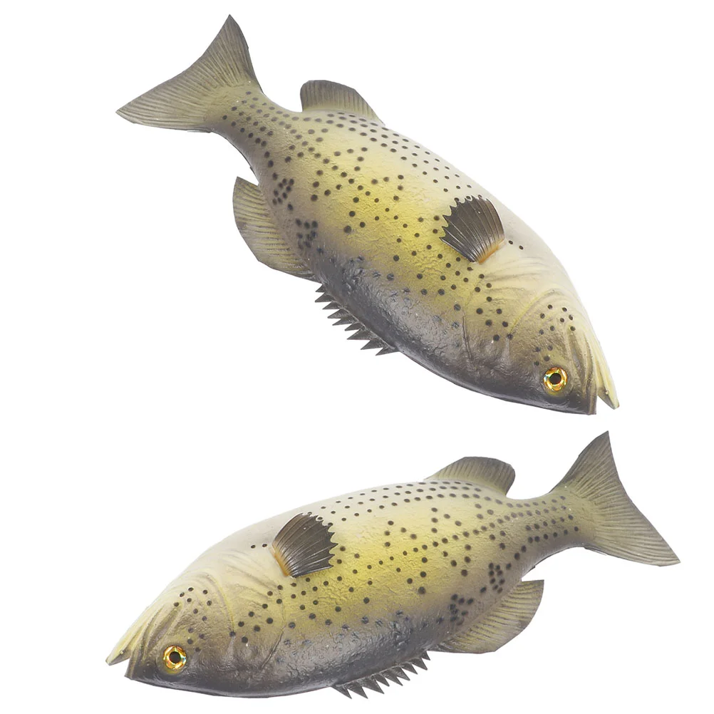 

2 Pcs Artificial Fish Fake Animal Model Decor Vegetable Pu Realistic Simulation