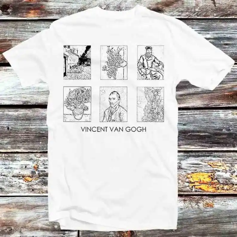 

Vincent Van Gogh Collage One Line Abstract Art T Shirt Vintage Retro Meme Gift Unisex Anime Manga Top Tee B1382