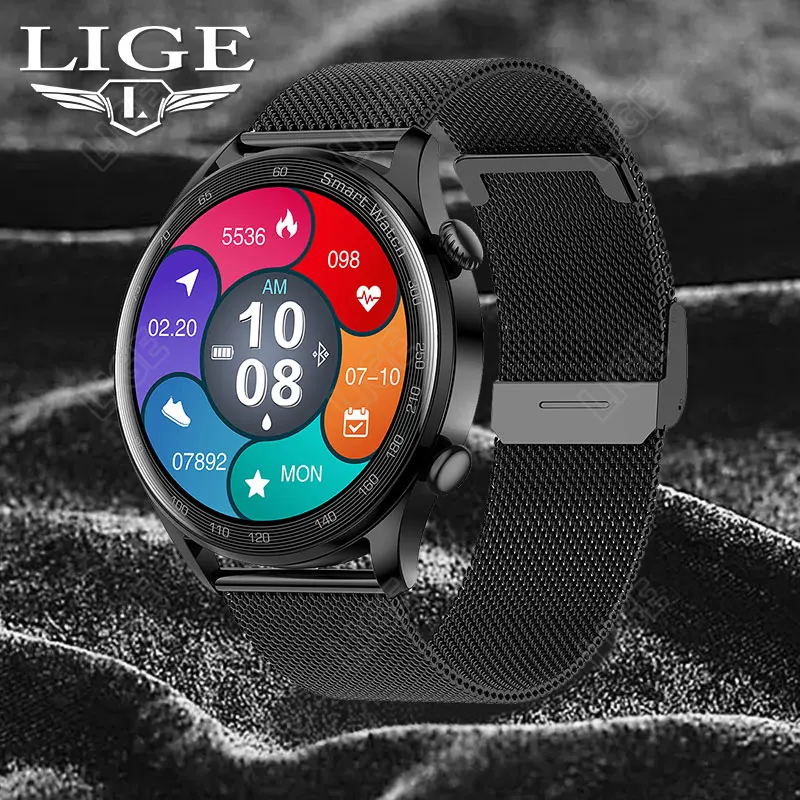 

LlGE Bluetooth Call Smart Watch Men Color Screen Full touch Fitness Tracker Phone dialing Smart Clock Ladies Smart Watch Women