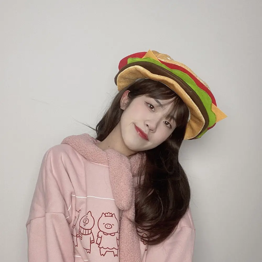 Creativity Decorative Burger Hat Comfortable Cute Burger Headgear Unisex Funny Performance Prop Hat Party Costume Accessories