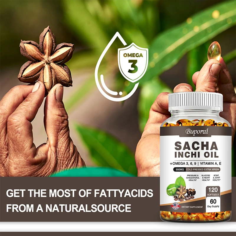 Sacha Inchi Oil Rich Source of Omega 3 6 and 9 Essential Fatty Acids for Brain & Heart Health