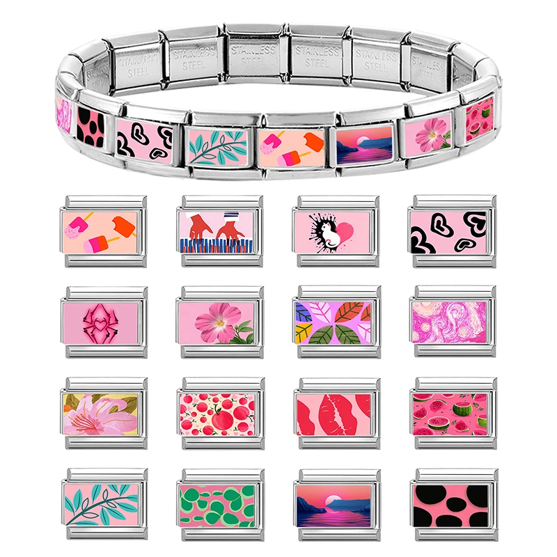 Pink | Series | Charm Bracelet | Stainless Steel | Accessories