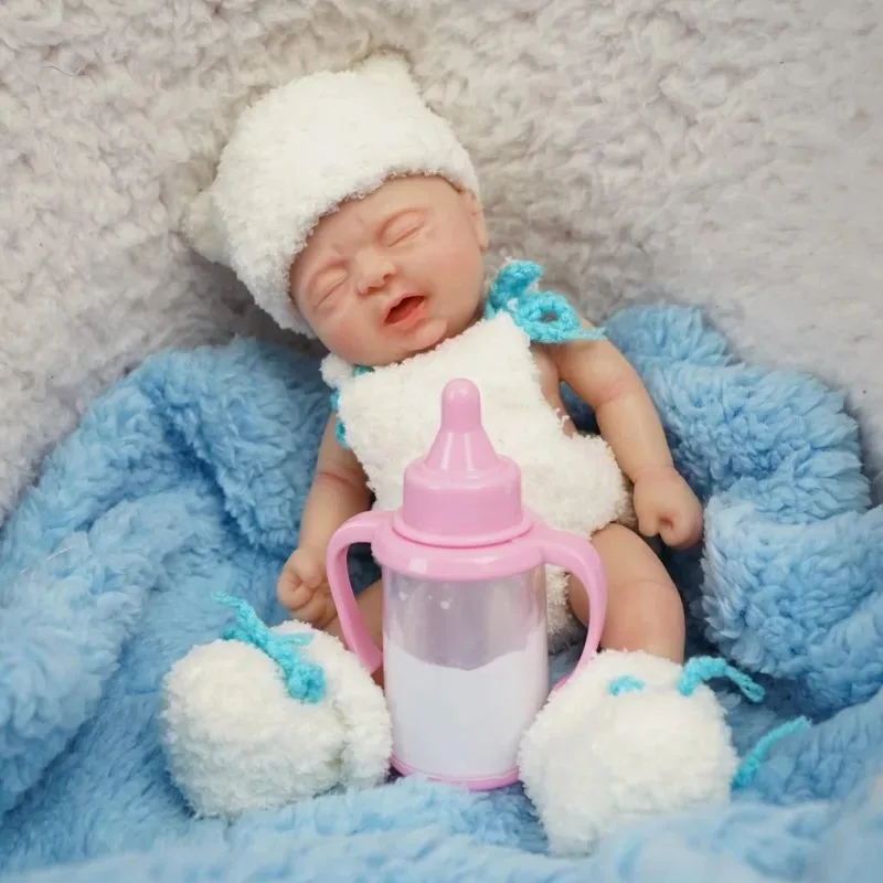 7 Inch Miniture Babies Full Silicone Body Baby Reborn Doll Girl Mini Realistic Newborn Baby Dolls Stress Relief Hand Made Bebe