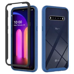 Hybrid TPU/PC Sky Case - Two-Layer Shockproof Crystal Clear Shell Cover for LG V50s ThinQ (Dark Blue)