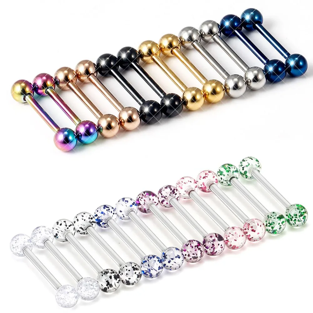 Nipple Rings Surgical Steel 48-Pack Glow-in-Dark Nipple/Tongue