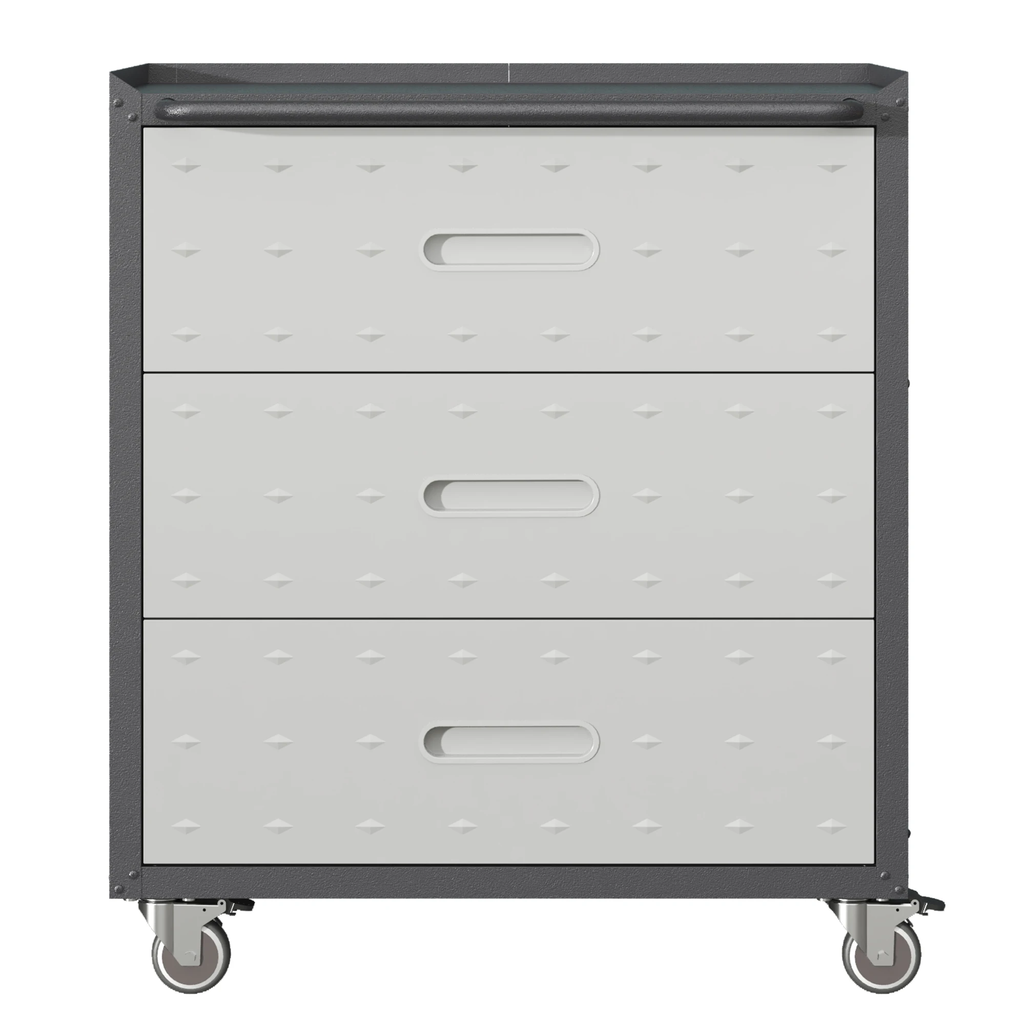 Robuster Werkzeugschrank aus Metall mit Rollen – Werkzeugschrank mit 3 Schubladen, 75 × 42 × 88 cm, schwarz/grau, für Garage, Büro und Haushalt – Detail 13