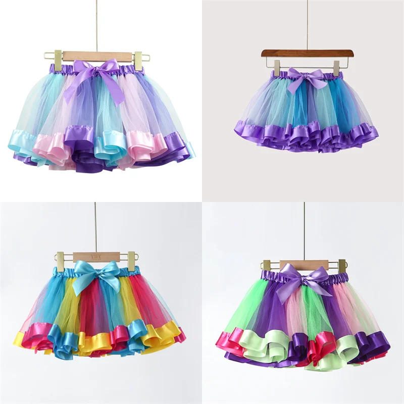 Rainbow Tulle Pettiskirt for Baby Girls - Princess Party Dance Tutu Skirt