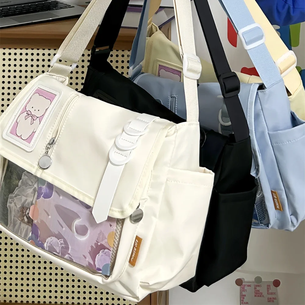 Y2K Harajuku Itabag – Transparent Crossbody School Bag for Girls | DIY Anime Badge Display 1