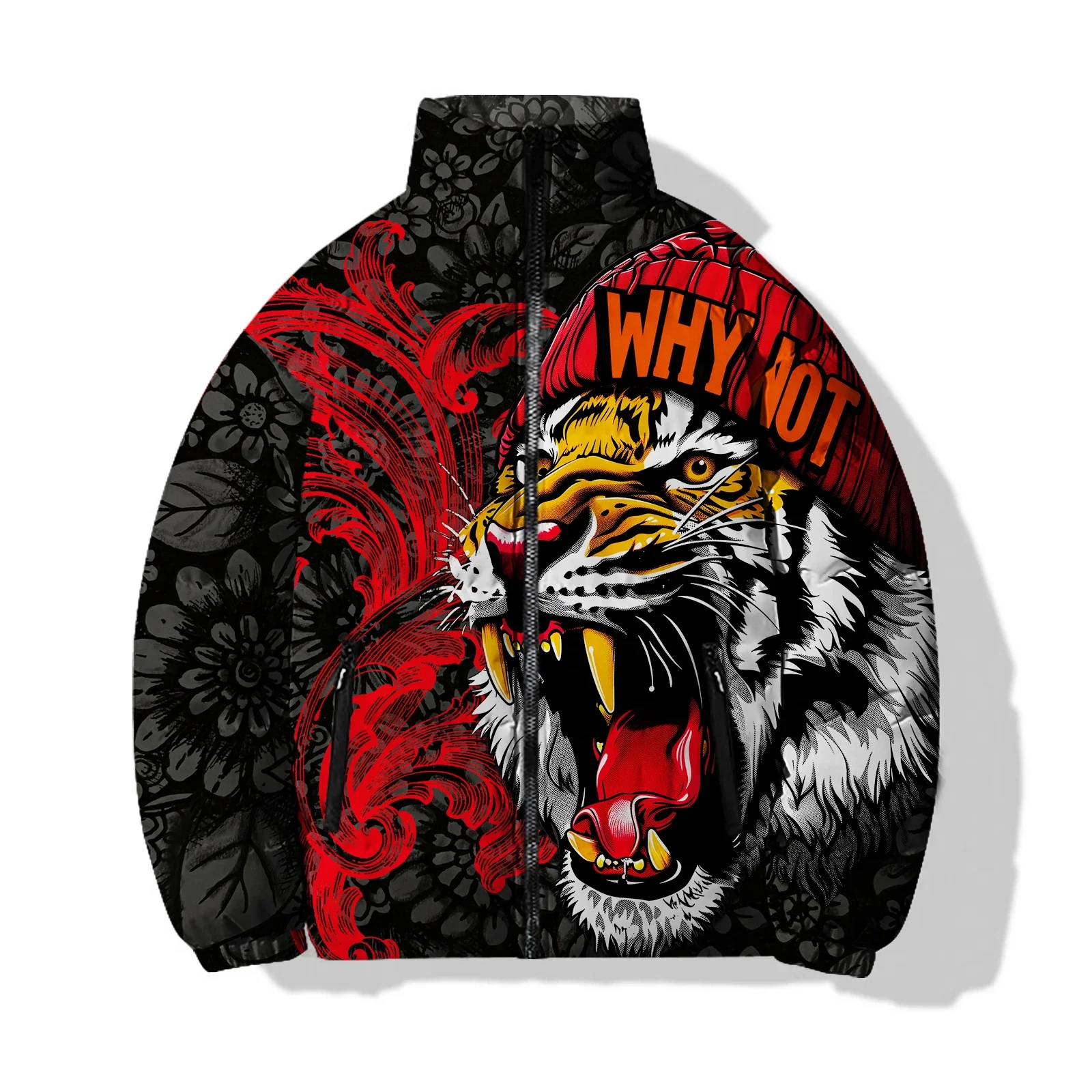 thumbnail image 1 of Chaqueta de invierno para hombre Ropa de algodón de moda para hombre Chaqueta con estampado de tigre y leopardo dorado Chaquetas Abrigo para hombre Abrigos Parka para hombre Frío, 1 of 5