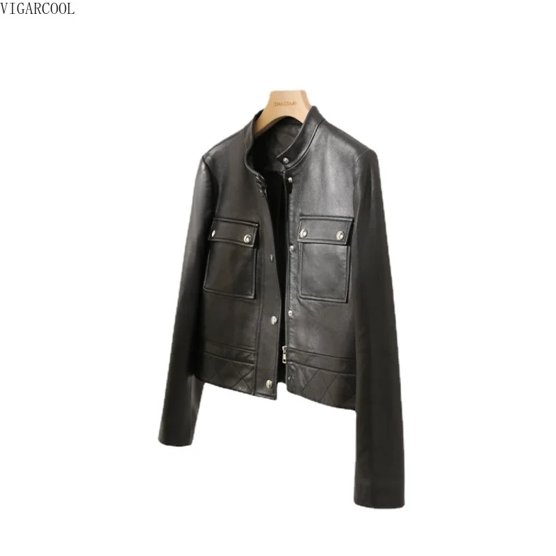 

Fashionable Retro Korean Version Leather Jacket 2023new Women's Spring and Autumn Women's Short Motorcycle Jacket Leather Trend