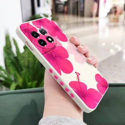 Vivid Red Floral Liquid Silicone Phone Case - OnePlus 12 5G (White)