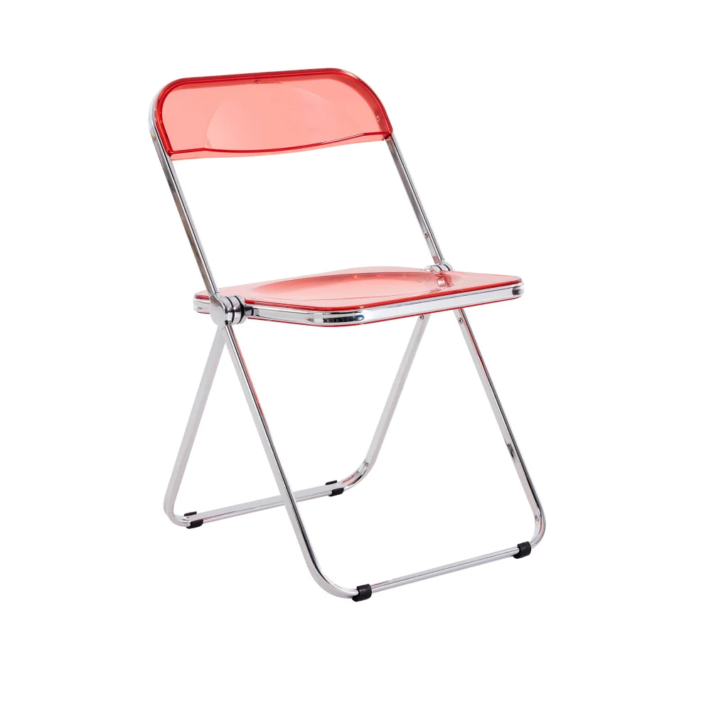 RED Clear Transparent Folding Chair Chair Pc Plastic Living Room Seat