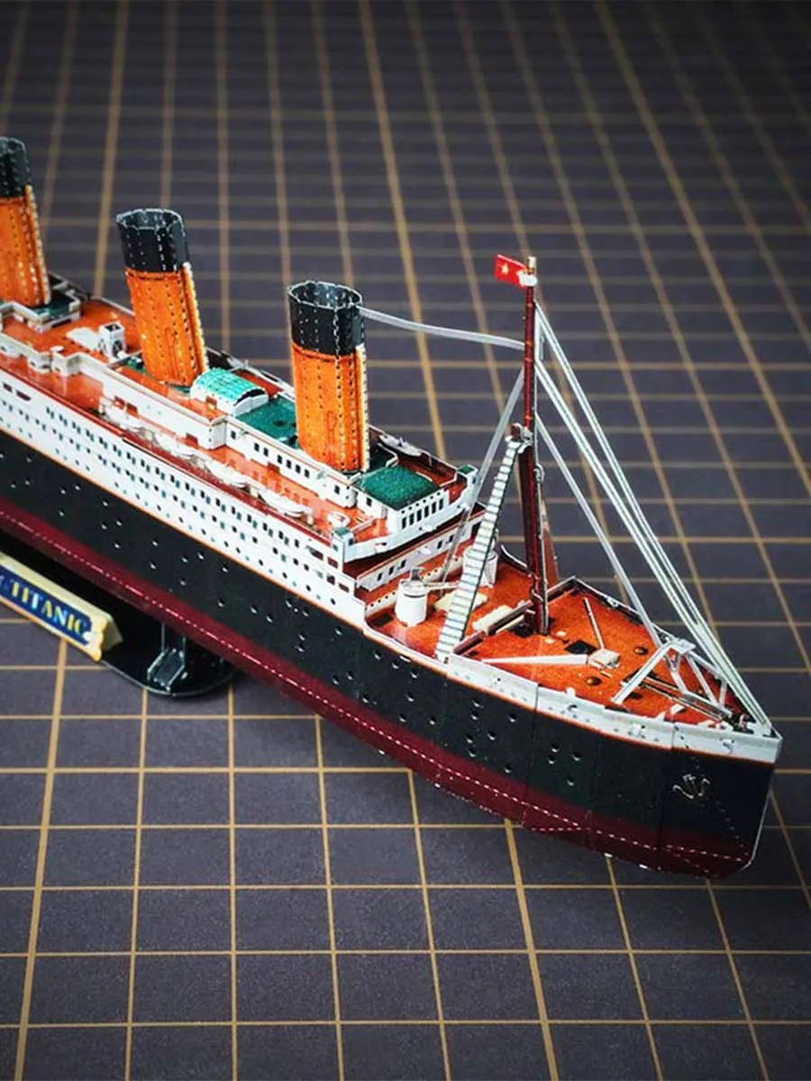 It is a puzzle gift of 3D metal jigsaw Titanic model ship cruise craft 3
