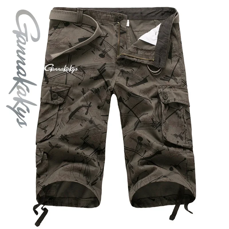Fishing Pants Men's Summer Cotton Multi Pocket Breathable Camouflage Fishing Shorts Outdoor Military Style Casual Shorts