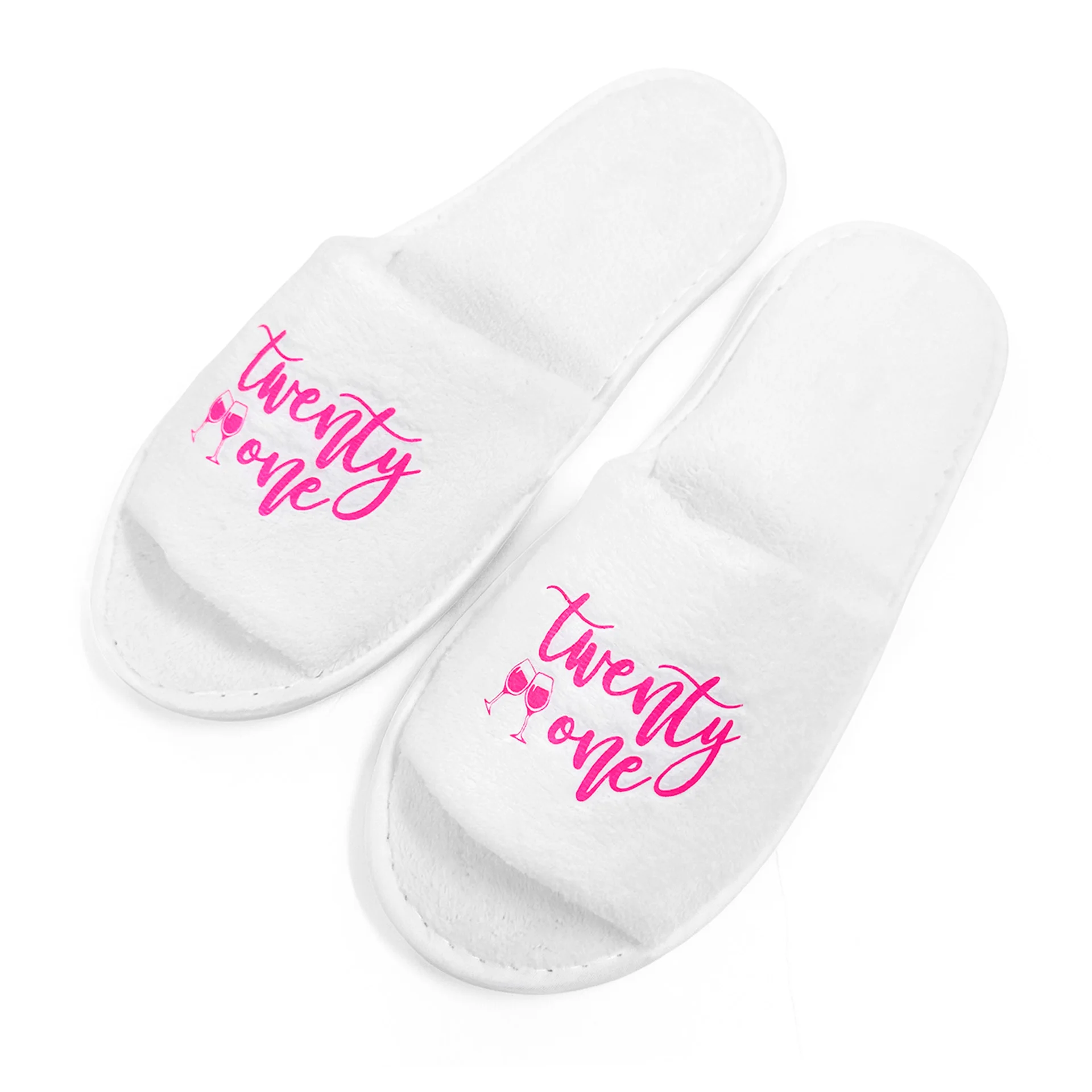 "Twenty One" Printed Cozy Plush Slippers,Perfect For 21st Birthday Party, Girlfriend Birthday Gifts & Gifts for Daughters 3