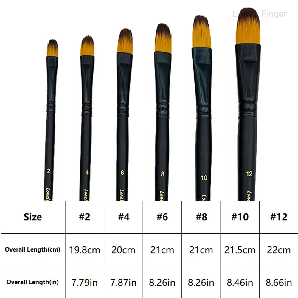 필버트 페인트 브러쉬 세트, 아크릴 오일 수채화 구아슈 페인팅용 6개 아티스트 페인트 브러쉬, 프리미엄 나일론 헤어 아트 페인트 B