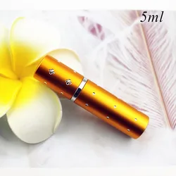 Compact Refillable Perfume Spray Bottle with Aluminum Case, 5ml - 10ml Capacity (5ml DZ Gold)