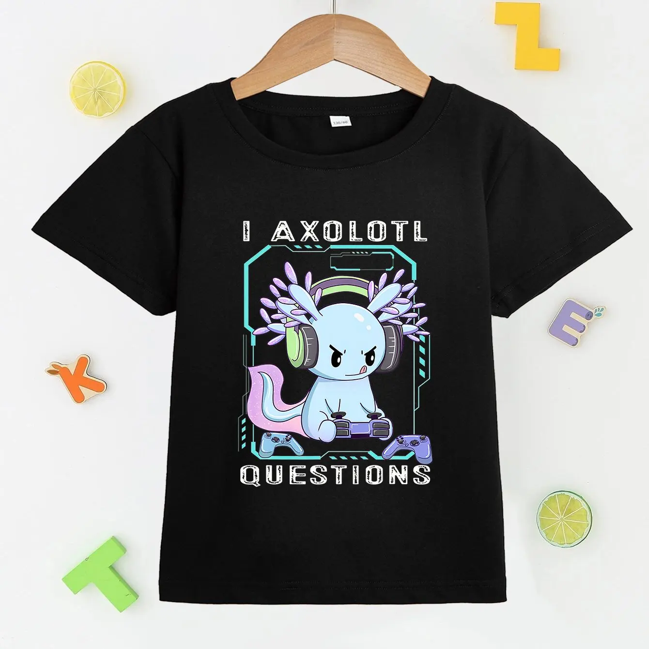 Cute Axolotl Print T Shirt, Tees For Kids Boys, Casual Short Sleeve T-shirtFor Summer Spring Fall, Tops As Gifts 4