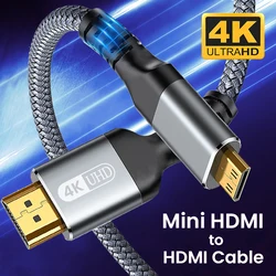 High-Speed 4K 60Hz Mini HDMI to HDMI Braided Aluminum Cable - 2m