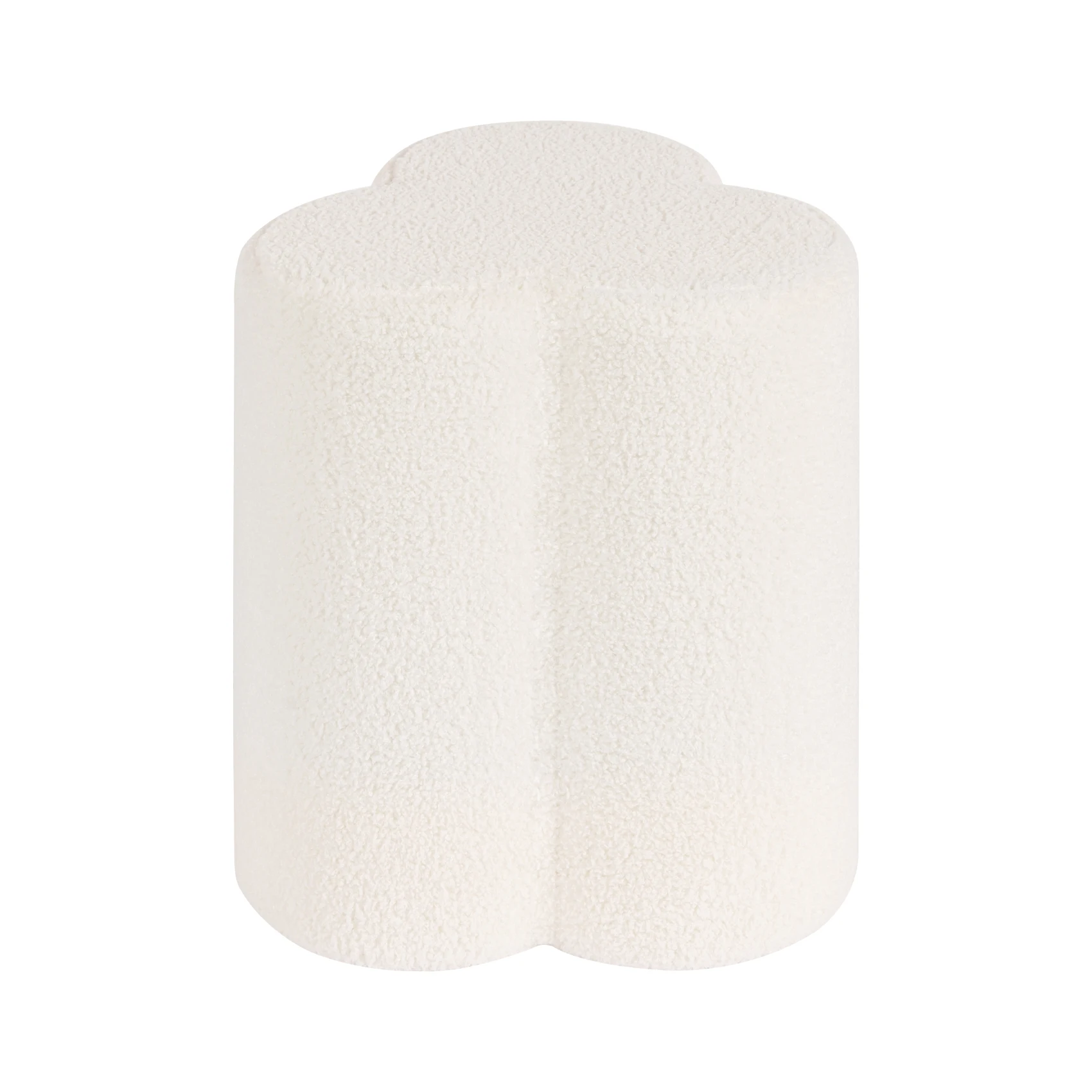 KNOBBY Modern Ottoman,Upholstered Foot Stool Petal Clover Shape Teddy Vanity Chairs for Living Room Bedroom