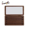 SeamiArt 1pc Black Walnut Wood Rectangle Painting Box with Palette Half Pans for Watercolor Subpackage Storage Art Supplies 2
