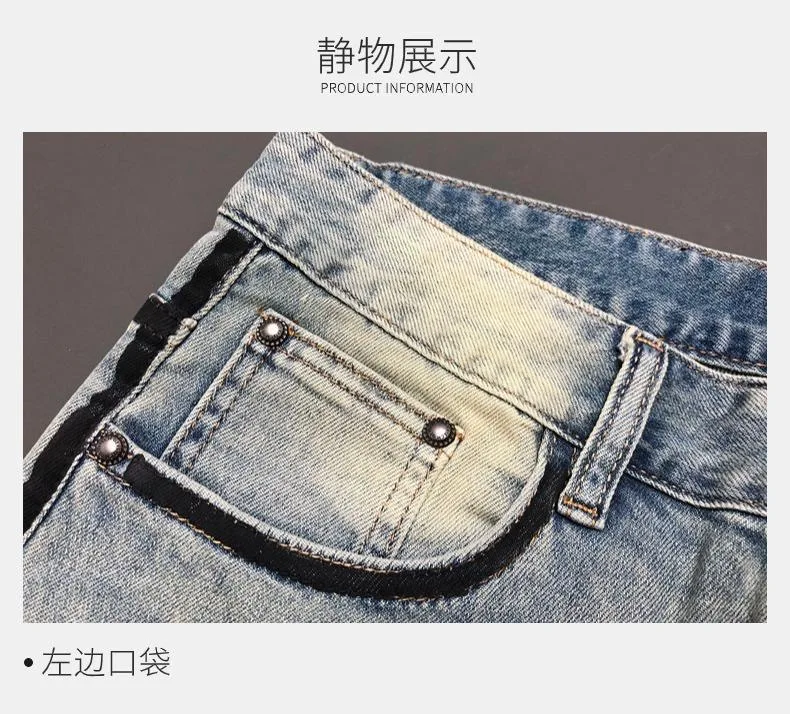 Spring and Autumn New Fashion Trend Solid Color Straight Leg Stretch Denim Jeans Men's Casual Sports Vintage High Quality Jeans