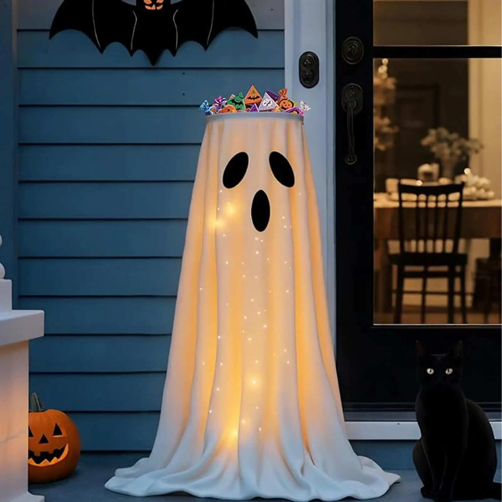 2025 Halloween Bowl With Light Halloween Ghost Decor Cute Figurine For Yard Patio Indoor Bathroom Door Garden Kitchen Home Porch