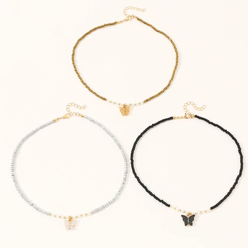 Bohemian Butterfly Imitation Pearl Women's Necklace Fashionable Sweet Romantic Party Evening Necklace For Women Jewelry Set 2023