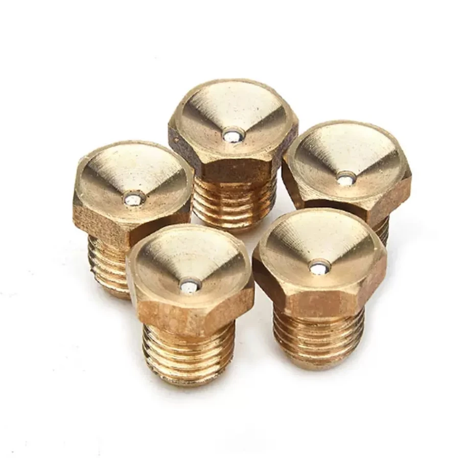 Grease Oil Cup Brass Press Ball Male Thread Push Button Flat Funnel Head Spring Nozzle Gas Engine Motor Repair Replacement Part