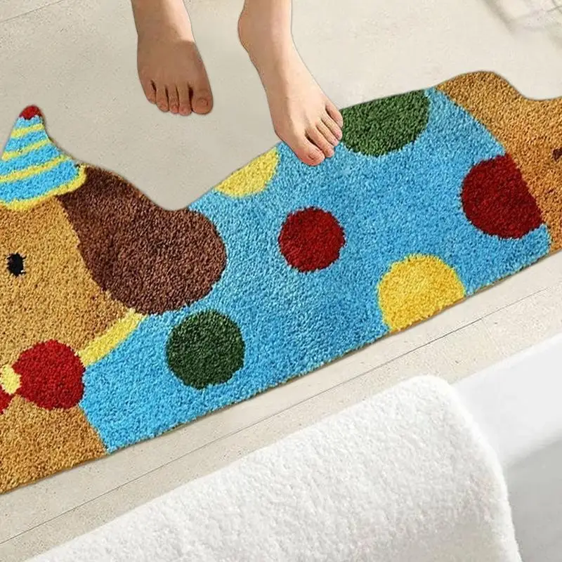 Christmas Dog Door Mat Cartoon Funny Dog Door Mat Christmas Decorations Indoor Entrance Area Rugs Novelty Anti-Slip