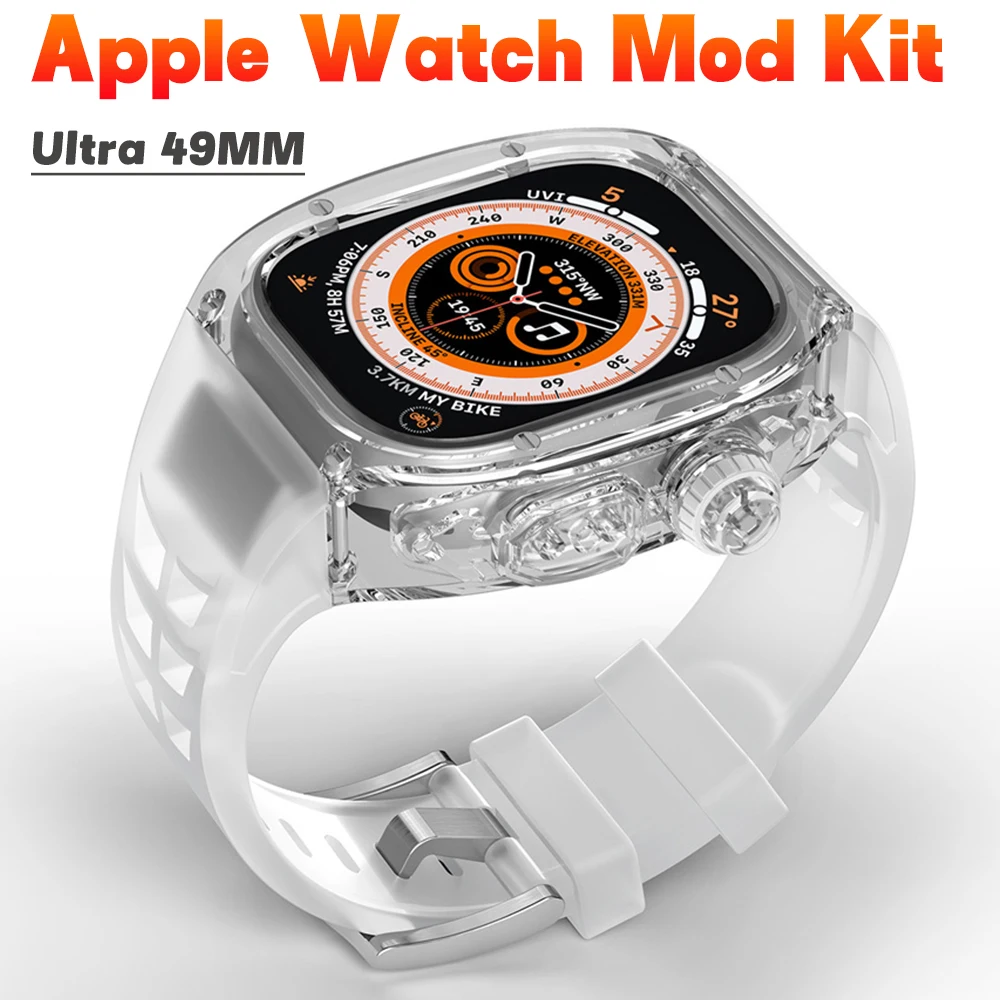 

Luxury Modification Kit For Apple Watch Ultra 2 49MM Transparent Case For iWatch Ultra Sport Rubber Band Mod Kit Accessaries