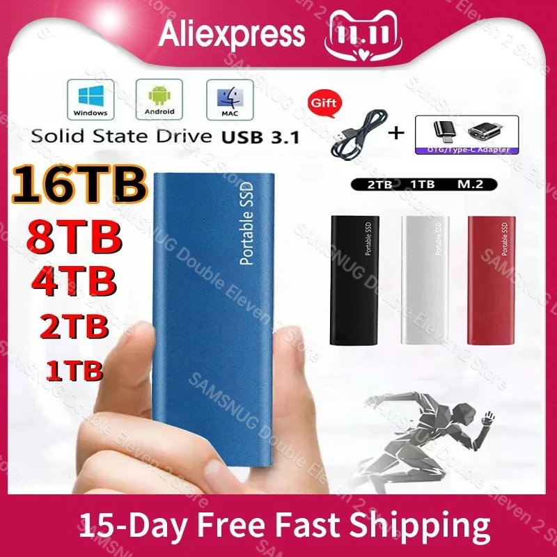 

64TB Portable High Speed Mobile Solid State Drive 1TB 4TB 8TB SSD Mobile Hard Drives External Storage Decives for ps5 Laptop mac