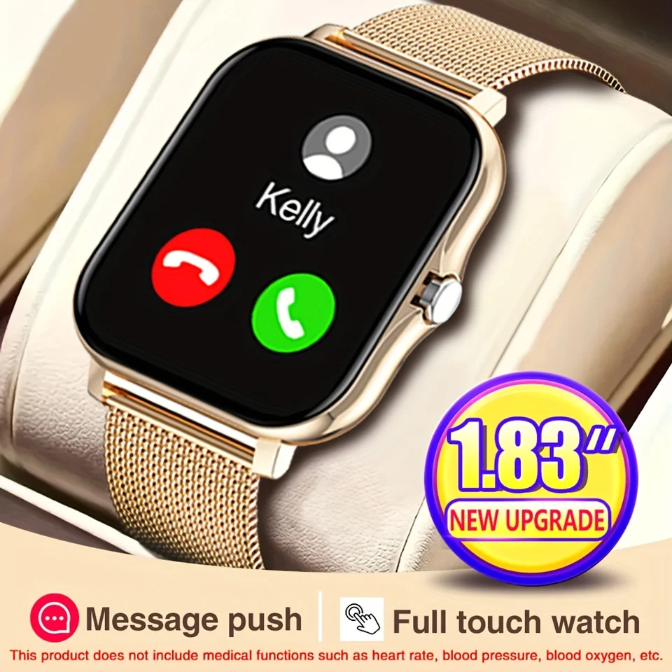 Exklusive Smartwatch (1 Stück) mit kabelloser Anruffunktion, Digitalanzeige, elektronischem Uhrwerk, Silikon und Edelstahl_voghion.com