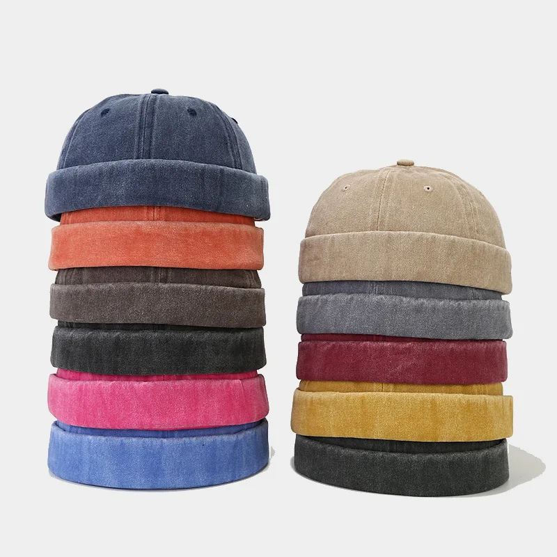 

Solid Men's Women's Loop Beanies Brimless Washed Cotton Denim Beanie Hat Caps New Fashion