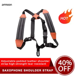Premium Adjustable Padded Leather Saxophone Shoulder Strap (M)