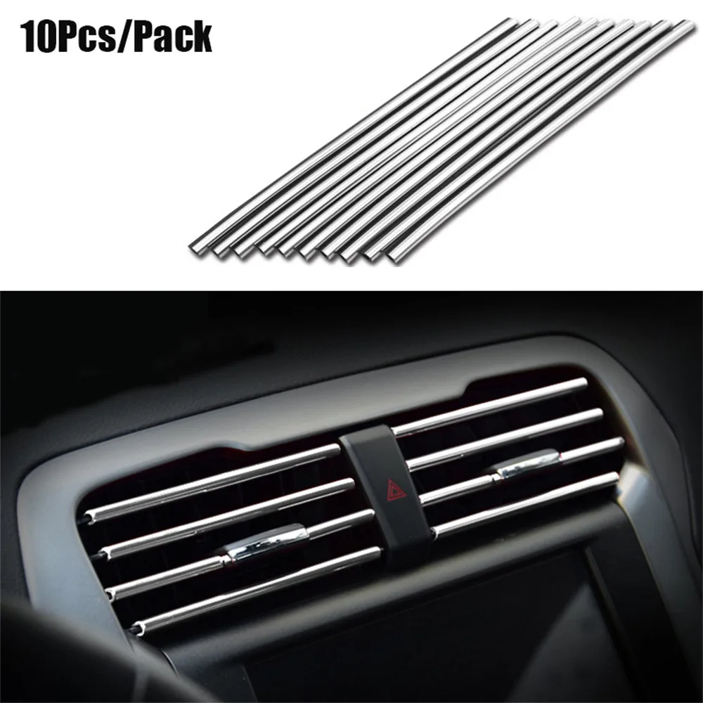 

10Pcs Car Interior Air Conditioner Outlet Decoration Stripes Cover Accessories Automobile Interior Decorative Strip