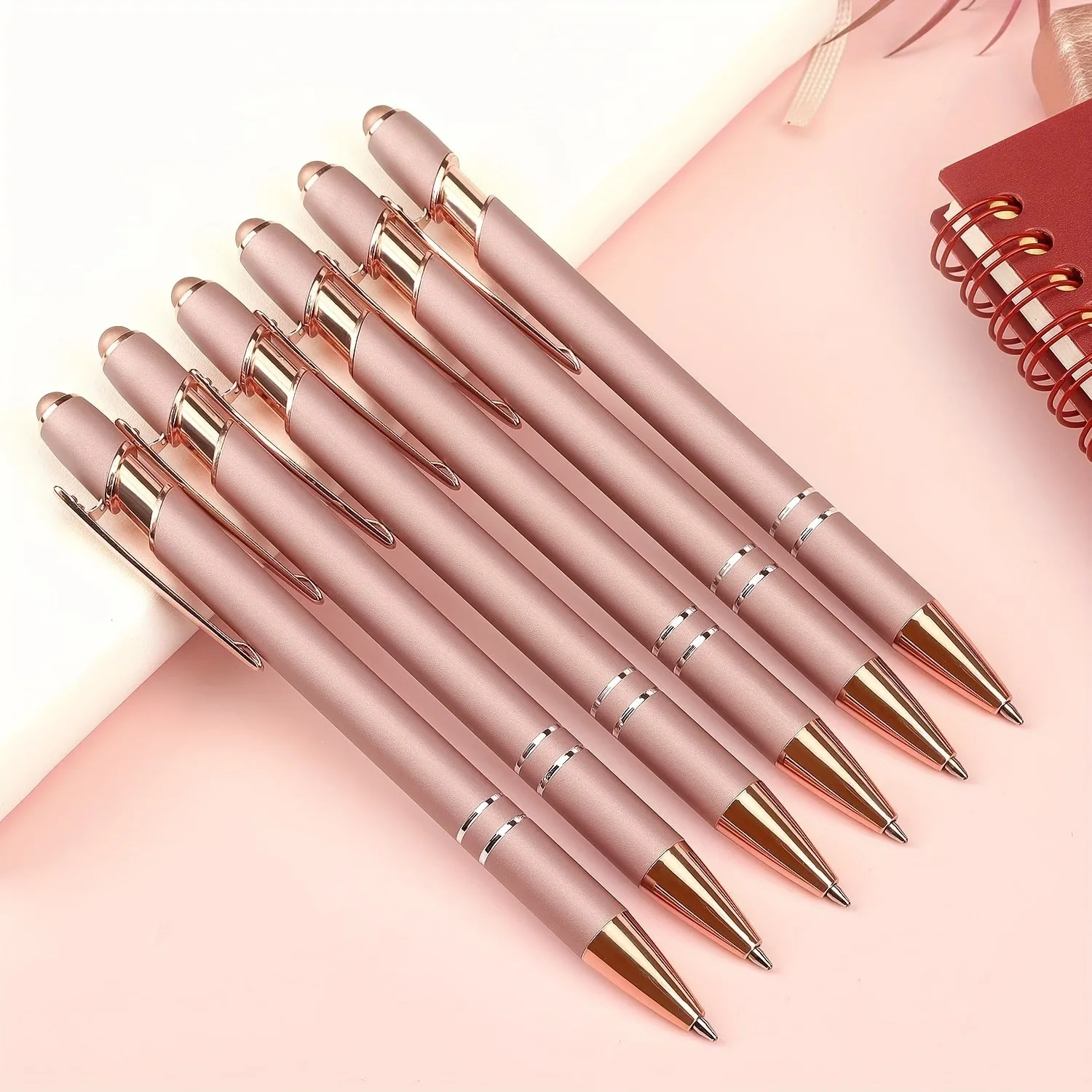 6pcs/set Metal Rose Gold Ballpoint Pens School Teachers School Stationery Office Supplies Wedding Gifts Office Accessories