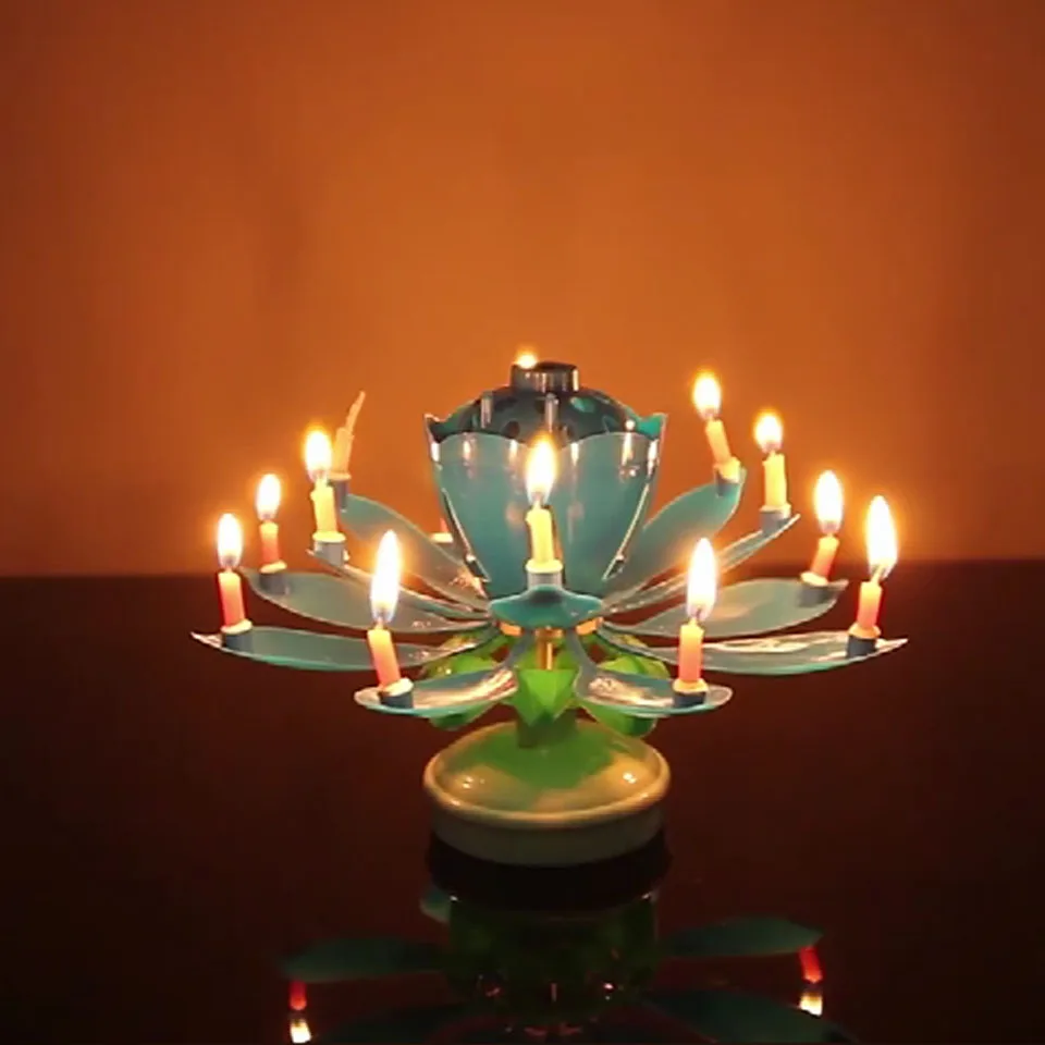Musical Birthday Candle Rotating Lotus Birthday Candle Electric
