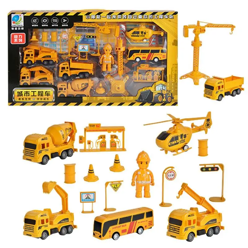 18pcs Engineering Vehicle Toys Construction Excavator Tractor Bulldozer Fire Truck Models Kids Toy Car Boys Toys tractor diy model construction excavator bulldozer models fire truck model engineering car model car model toy construction toy