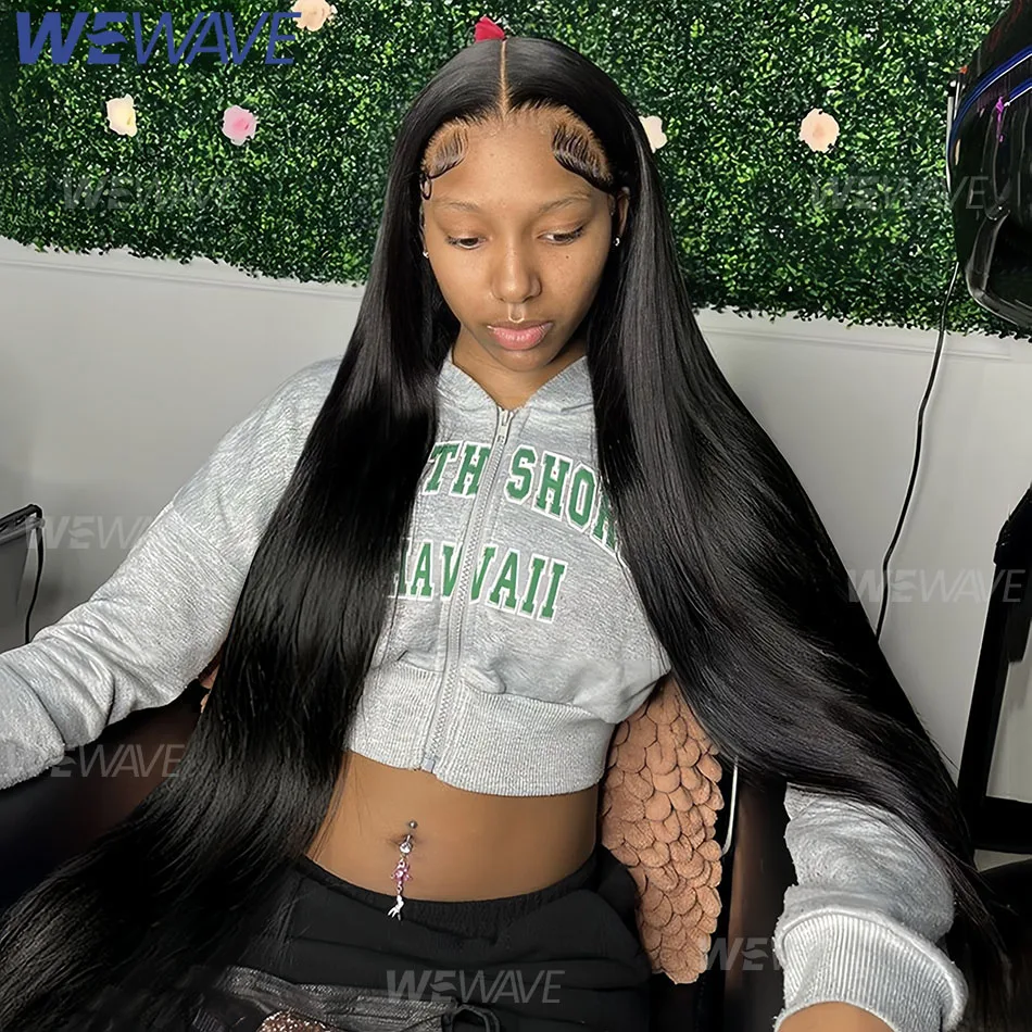 Perruques de cheveux humains droites 13X6 Hd dentelle frontale perruque 30 40 pouces 13X4 brésilien pré plumé avant noir perruque pour les femmes 250 densité