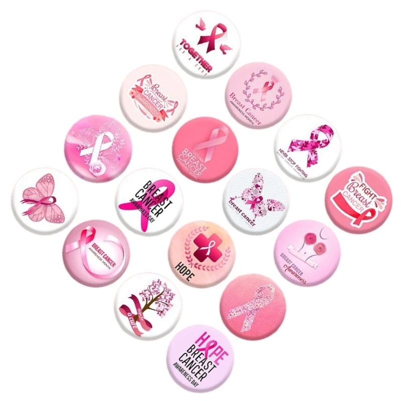 

E0BF 16pcs Ribbon Brooches Badge Breast Cancers Brooches Pins Jewelry for Women Girls