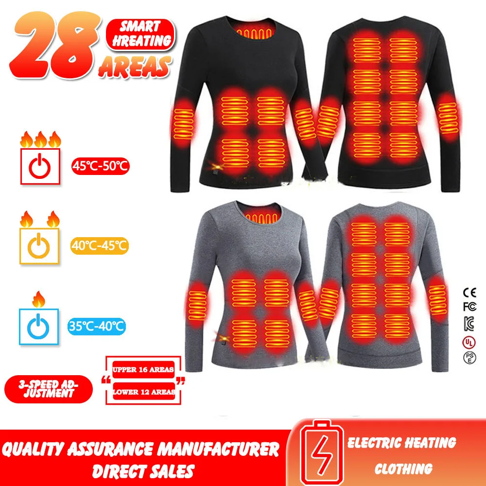 28 Areas Electric Heating Underwear Lightweight Intelligent Temperature Control Long Sleeved Men's Women's Warm Underwear heated vest