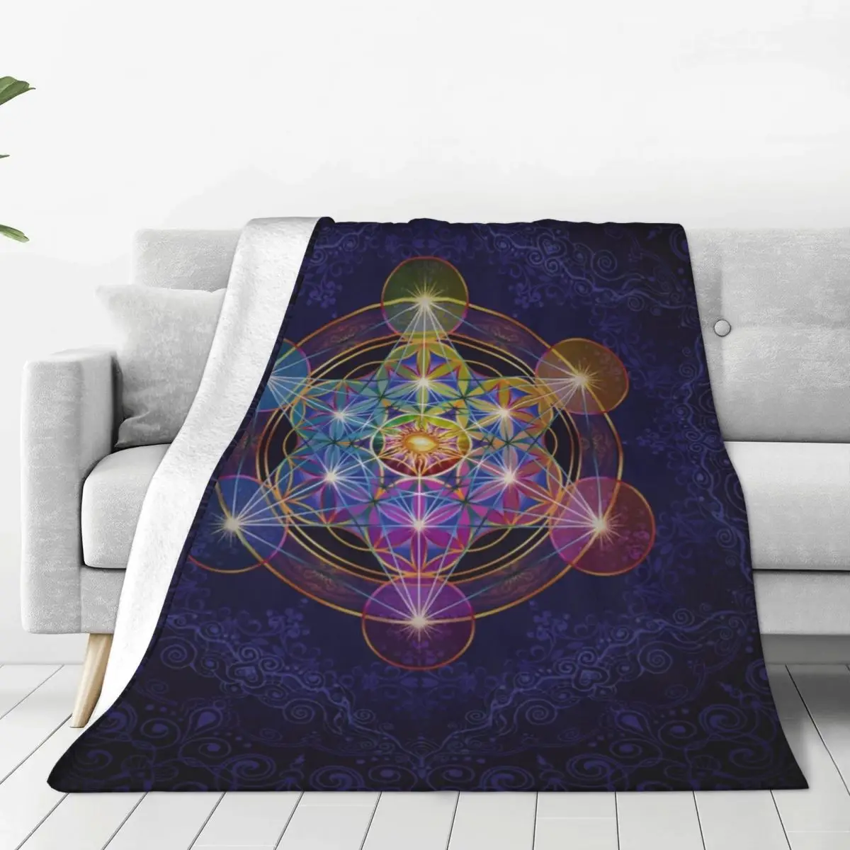 

Metatron's Cube Merkabah Knitted Blankets Sacred Geometry Star Cluster Flannel Throw Blankets Airplane Travel Soft Warm Bedsprea