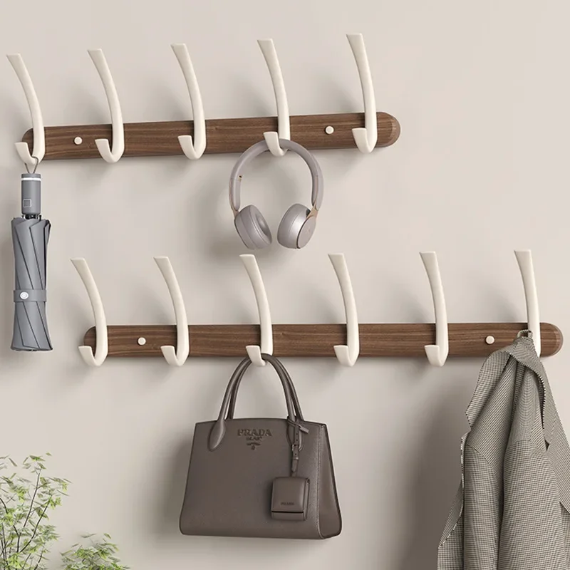 Walnut moon shape hooks fitting room no-hole behind door hangers wall wall hanging entryway entrance clothes hat hooks