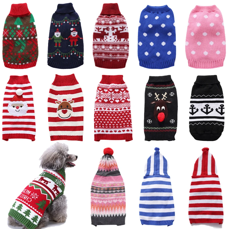 Christmas Dog Sweater Winter Warm Dogs Clothes For Puppy Cat Knitted